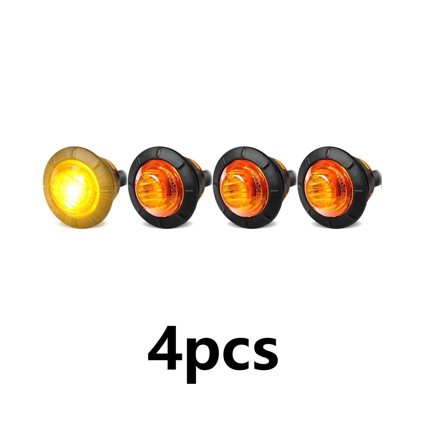 4pcs 3/4" Round LED Trailer Side Marker Clearance Lights