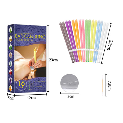 Ear Candle Wax Cleaning Set 16 Pcs Natural Paraffin Ear Candles in 8 Scents