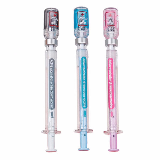 3PCS Syringe Pens, 0.5mm Black Ink Syringe Pen, Multicolor Fun Nurse Pen
