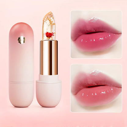 3PCS Flower Lipsticks Clear Jelly Lip Tint Set with Temperature Change Color and Moisturizing