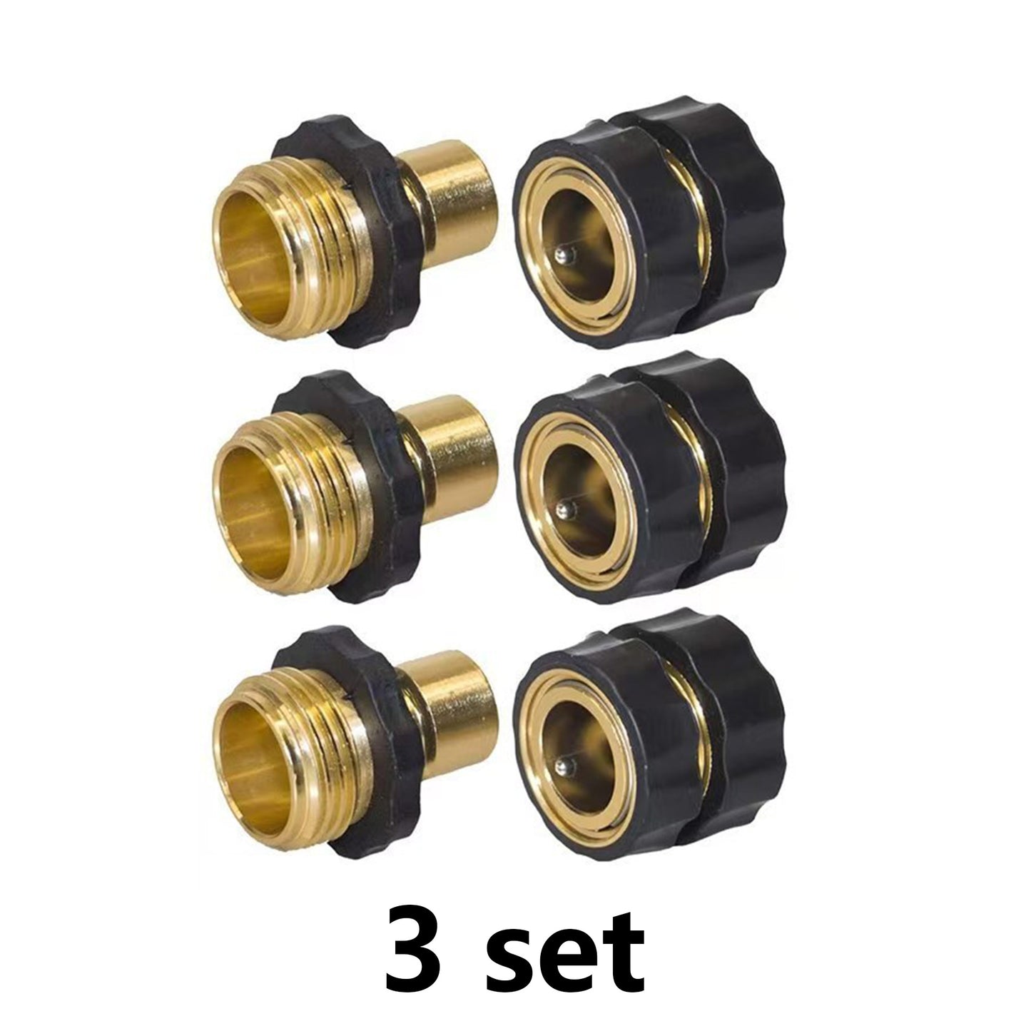 3/4" Garden Hose Connector, 3 set Garden Hose Quick Connect Fittings