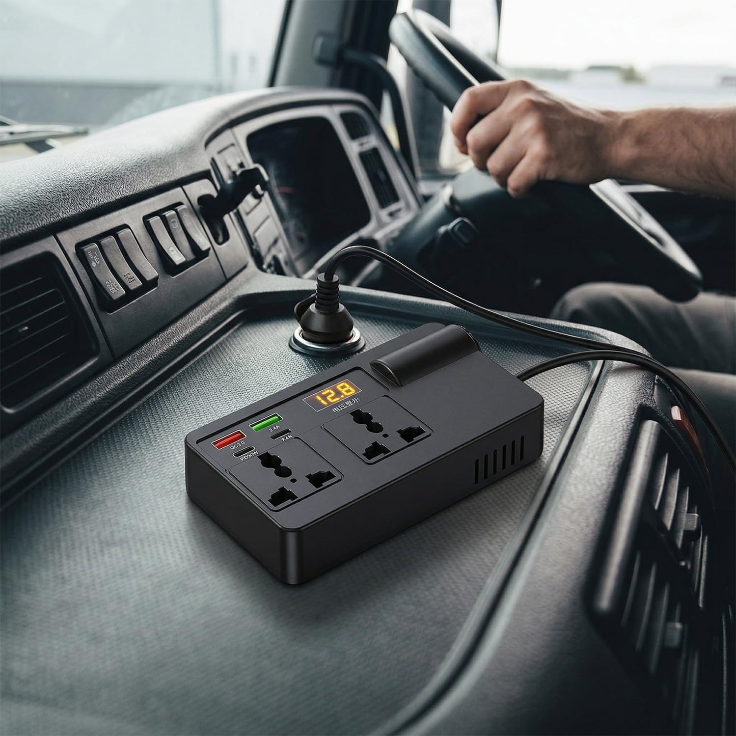 Portable Car Inverter, 12V/24V to 220V with Digital Display