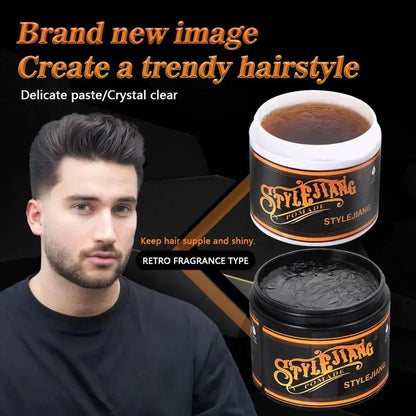 Strong Hold Hair Wax 4 oz. Water-soluble styling wax, suitable for curly, thick, and stubborn hair.