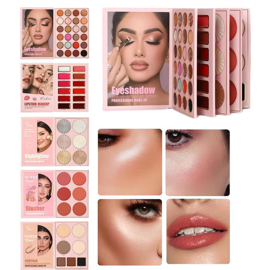 Makeup Palette Kit All-in-One – 24 Color Eyeshadow, 12 Lipstick Shades, 6 Blush & 6 Highlighter, Professional Full Face Makeup Set