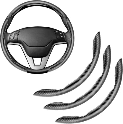 3pcs Universal Carbon Fiber Steering Wheel Cover - Anti-Slip & Segmented Design