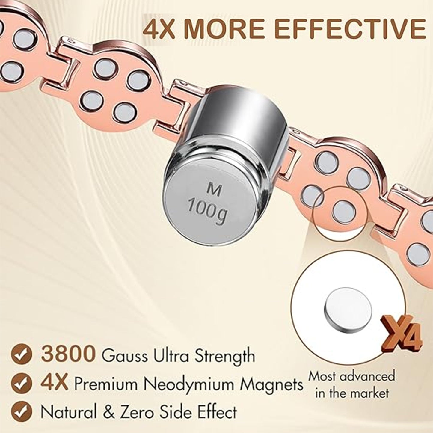 Magnetic Bracelet for Women 4X Ultra Strength Magnetic Bracelet with Dazzling Austrian Cut Crystals Stone