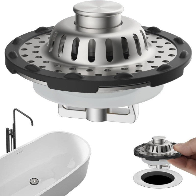 Innovative 3 in 1 Pop-up Bathtub Strainer Fit for Standard 1.5 to 2.4in Drain Hole