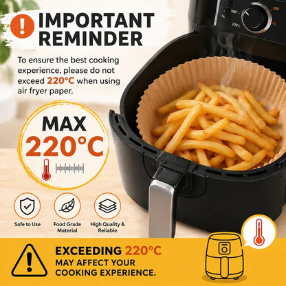 50-PCS Air Fryer Liners – Thickened, Non-Stick, and Oil-Proof