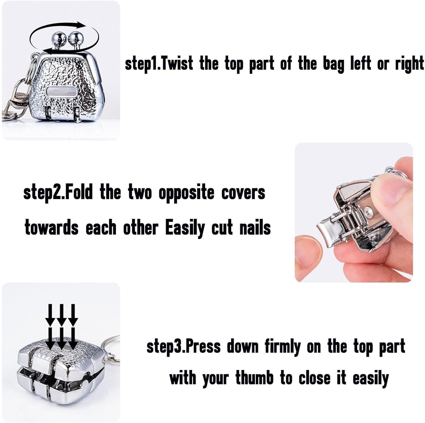 2Pcs Mini Bag-Shaped Folding Nail Clippers