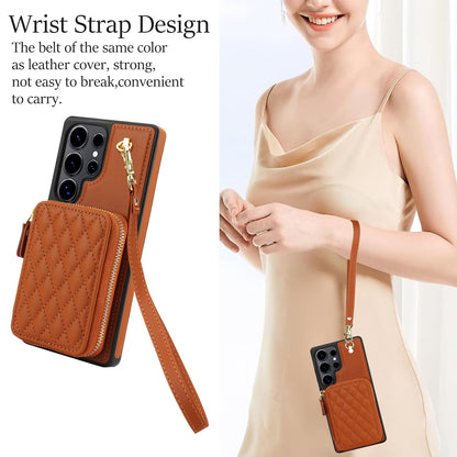 RFID Blocking Wallet Case for Samsung Galaxy S Series – PU Leather Crossbody with Wrist Strap & Kickstand