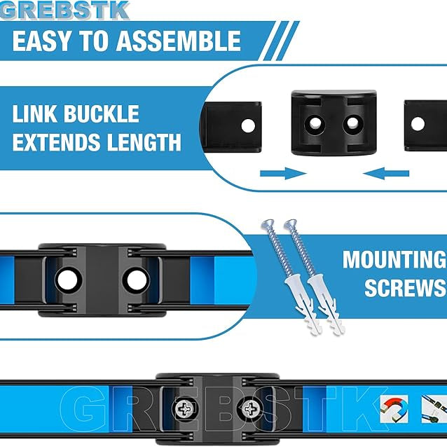 Holder Strip Heavy Duty Magnetic Tool Bar Metal Tool Organizer Rack with Mounting Screws