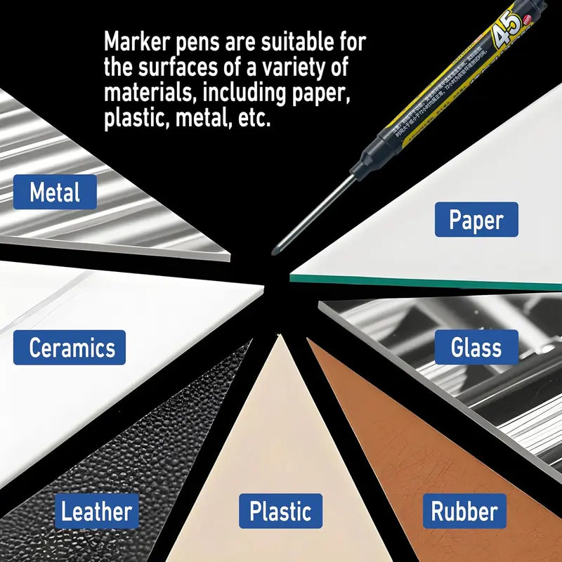 Refillable Water-Resistant Construction Marker, Heavy-Duty Carpenter Pen for Woodworking & Plumbing