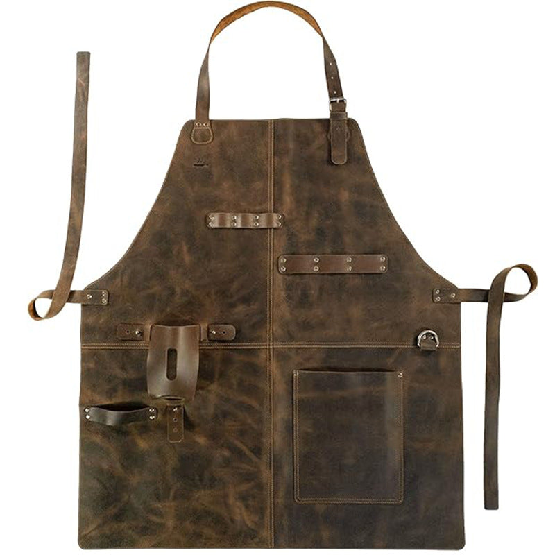 PU Leather Apron for Picnic BBQ, Oil-Resistant Wine Bottle Holder