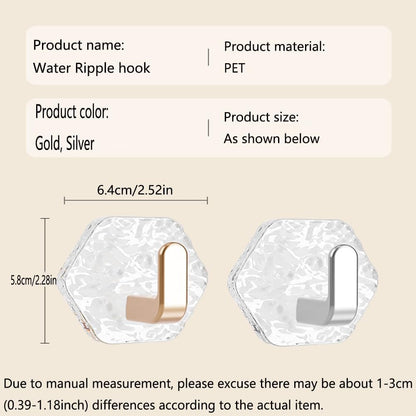 5 Pcs Water Ripple Hexagonal Adhesive Seamless Hook