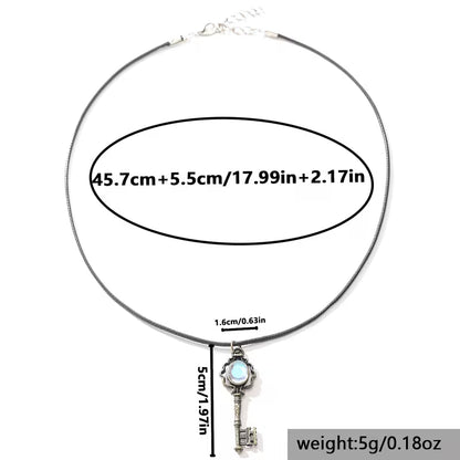 Moonstone Hecate Key Pendant Neckalce With Cord Chain