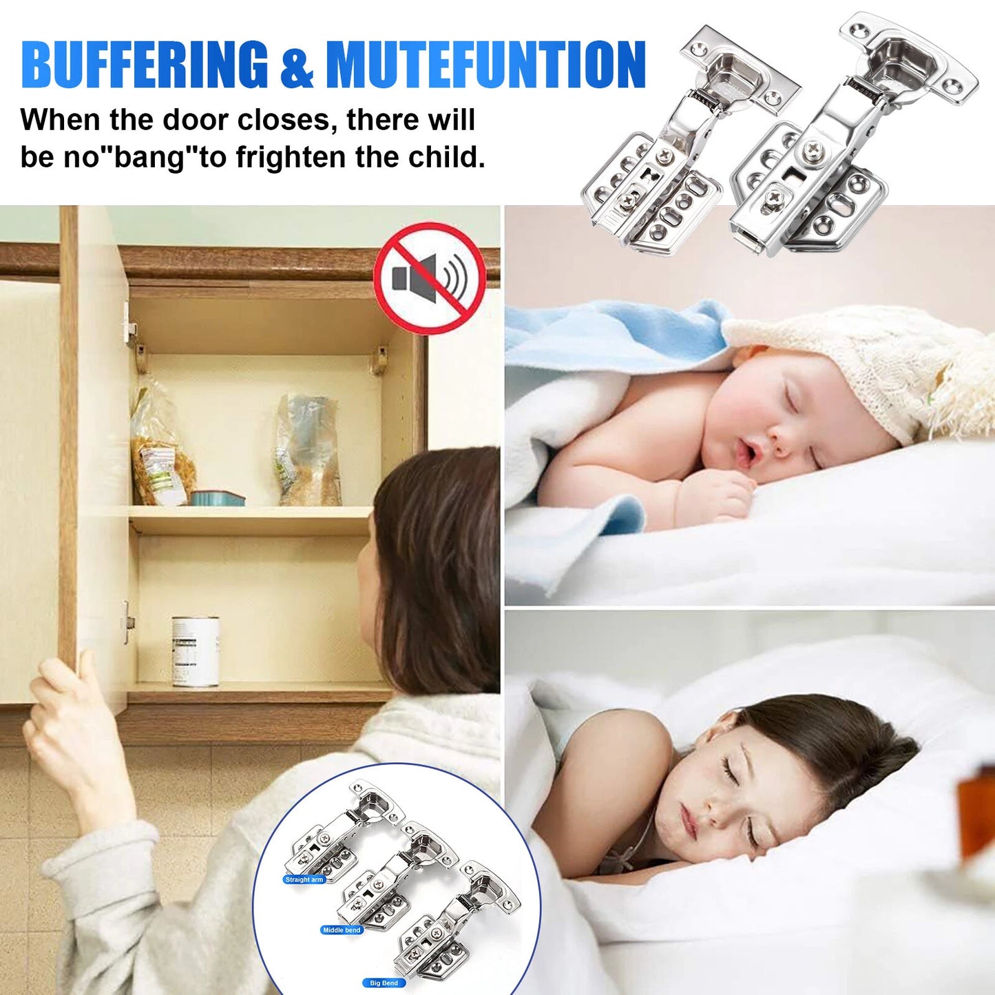 2PCS Overlay Detachable Cabinet Door HydraulicHinges Soft Close Hardware Hinge