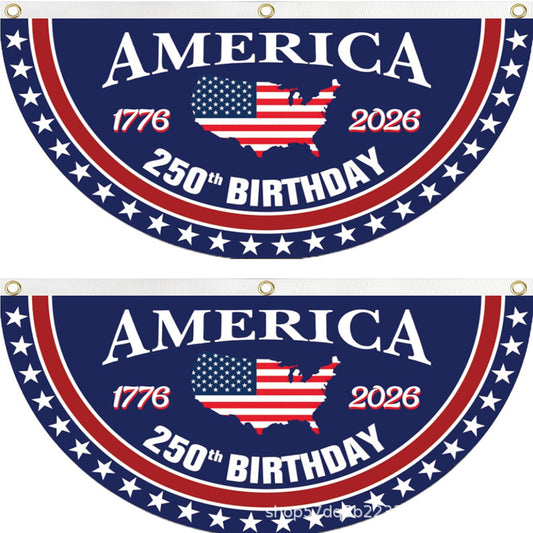 America 250th Birthday Semicircular Flag Banner 1776–2026 Patriotic Bunting