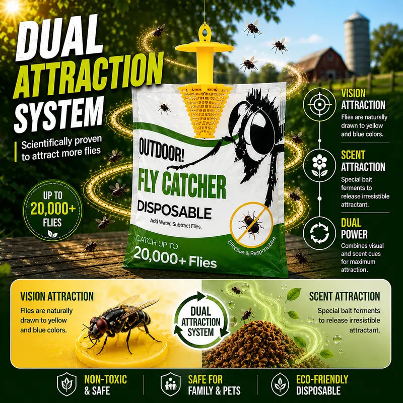 4PCS Outdoor Disposable Fly Trap – Hanging Fly Catcher with Attractant Bait