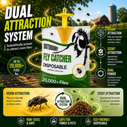 4PCS Outdoor Disposable Fly Trap – Hanging Fly Catcher with Attractant Bait