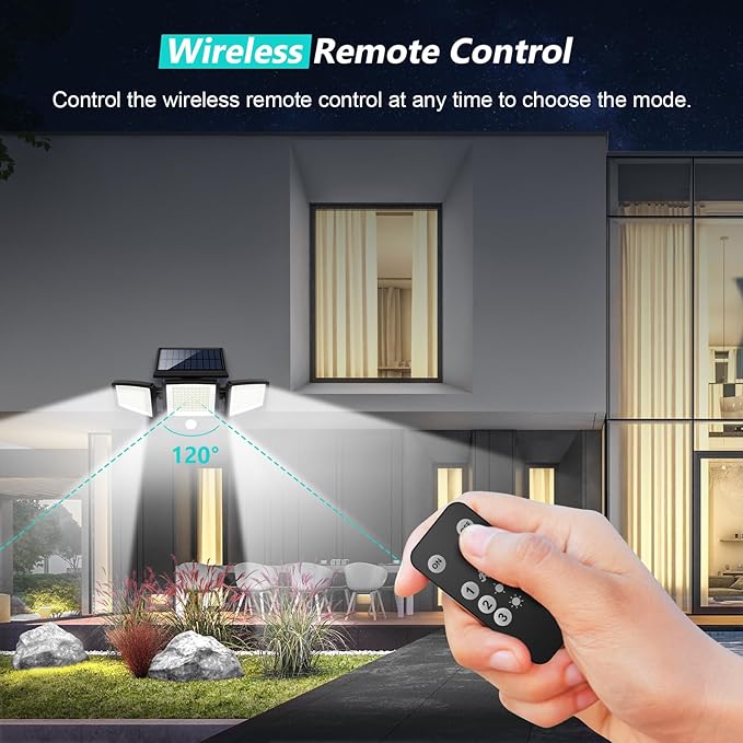 Solar Outdoor Lighting with Remote Control – Motion Sensor LED Wall Light