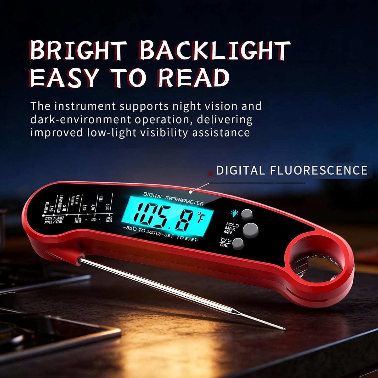 Digital Instant Read Food Thermometer for Cooking & Grilling