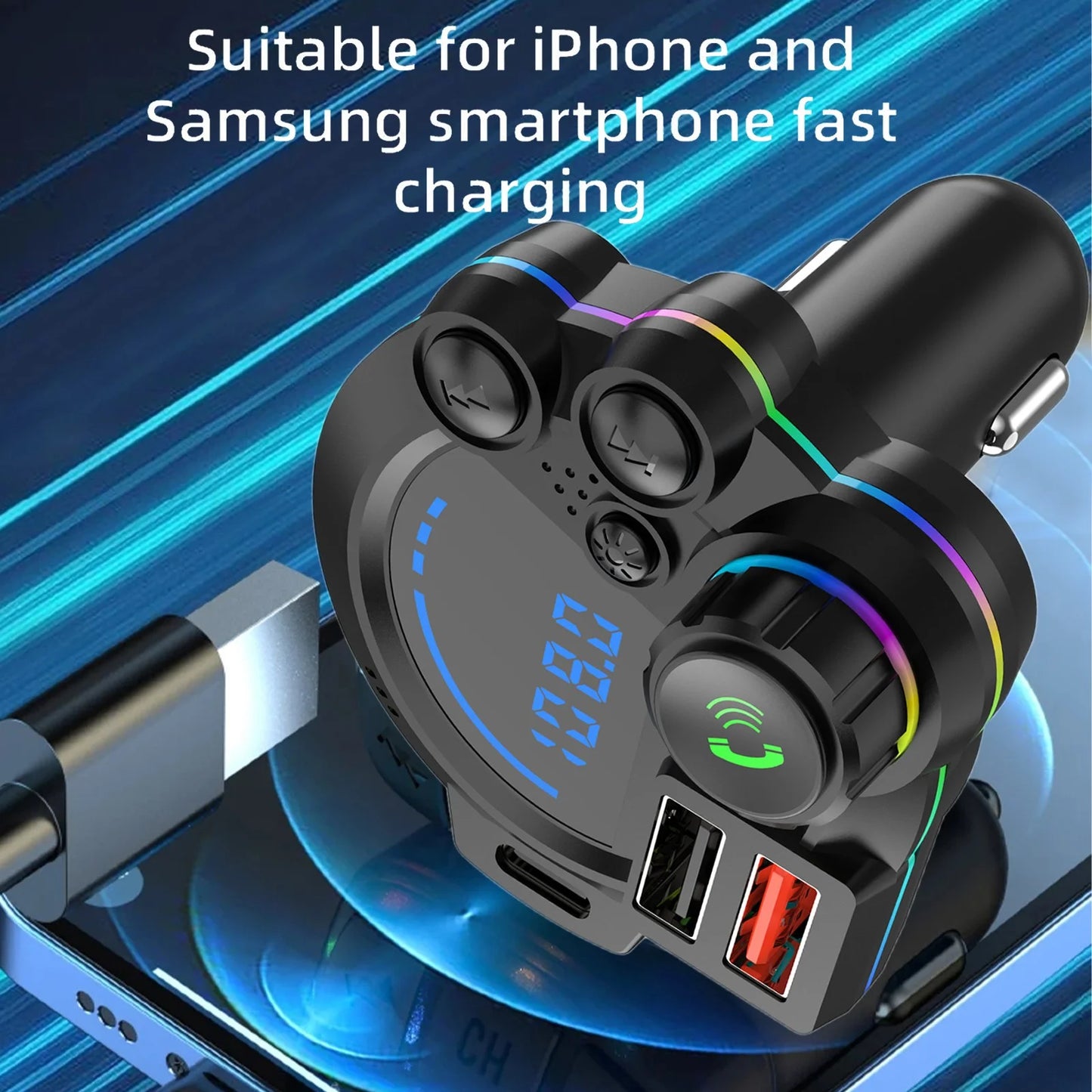 Bluetooth Car FM Transmitter with 20W PD Fast Charging