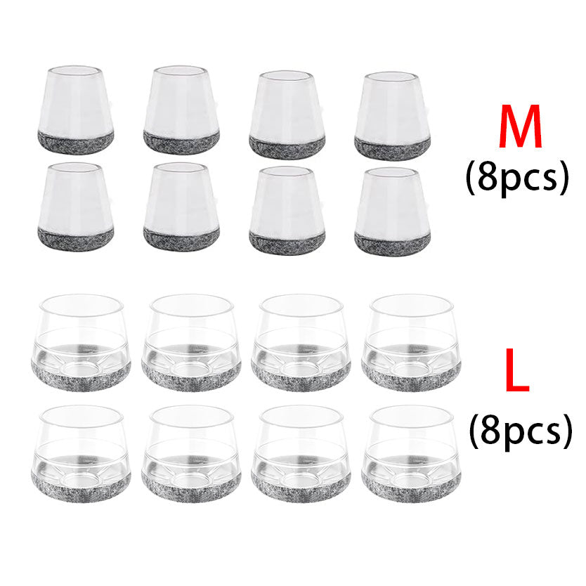 16Pcs Chair Leg Floor Protectors for Hardwood Floors - 360°Felt Pad Bottom Wrapped Thickening Silicone Furniture Legs Caps Covers
