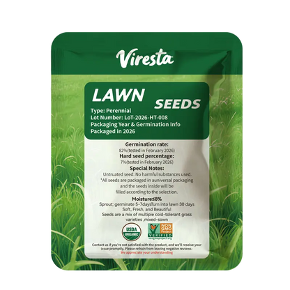 Sun-loving and shade-tolerant – High-quality, cold-hardy turfgrass（A Packet of Lawn Seed）