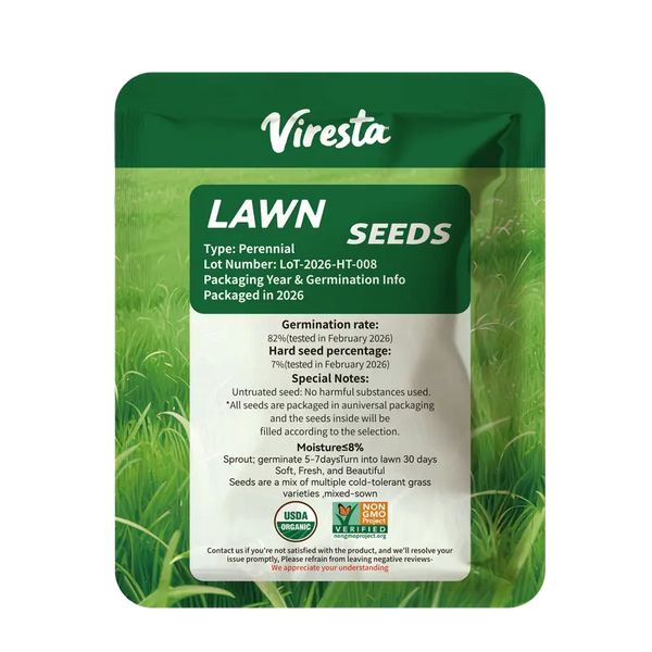 Sun-loving and shade-tolerant – High-quality, cold-hardy turfgrass（A Packet of Lawn Seed）