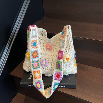 Crochet Knit Boho Shoulder Bag for women