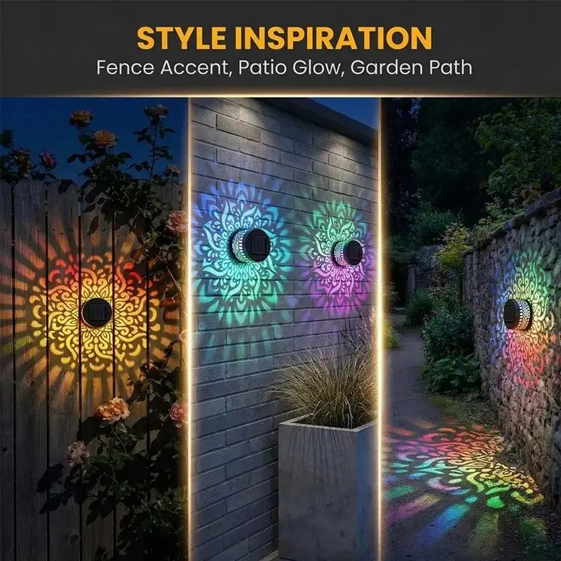 Solar Mandala Projector Wall Lights