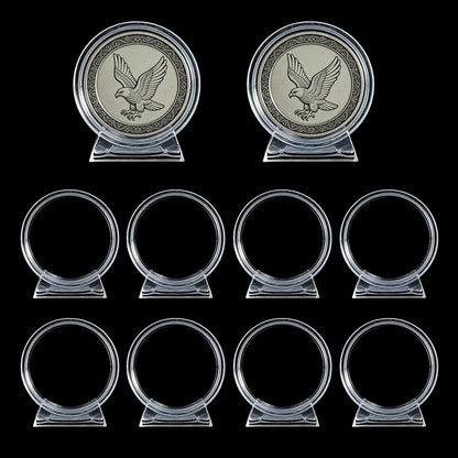 10PCS Clear coin display stand with a stable base