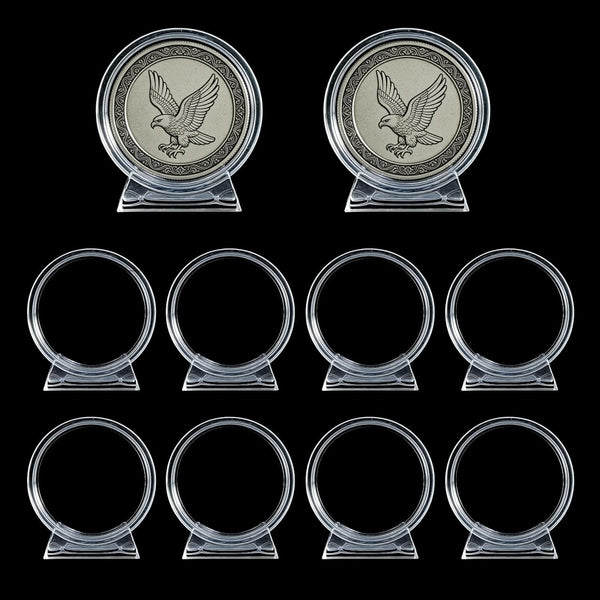 10PCS Clear coin display stand with a stable base