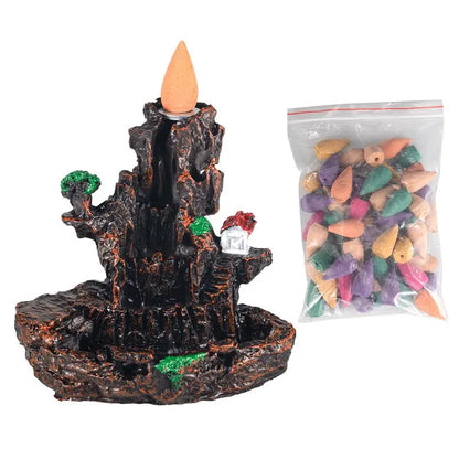 Resin Mountain Backflow Incense Burner - Aromatic, Fragrance, Healthy