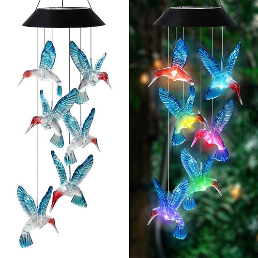 Hummingbird Solar Wind Chime Decorative Light
