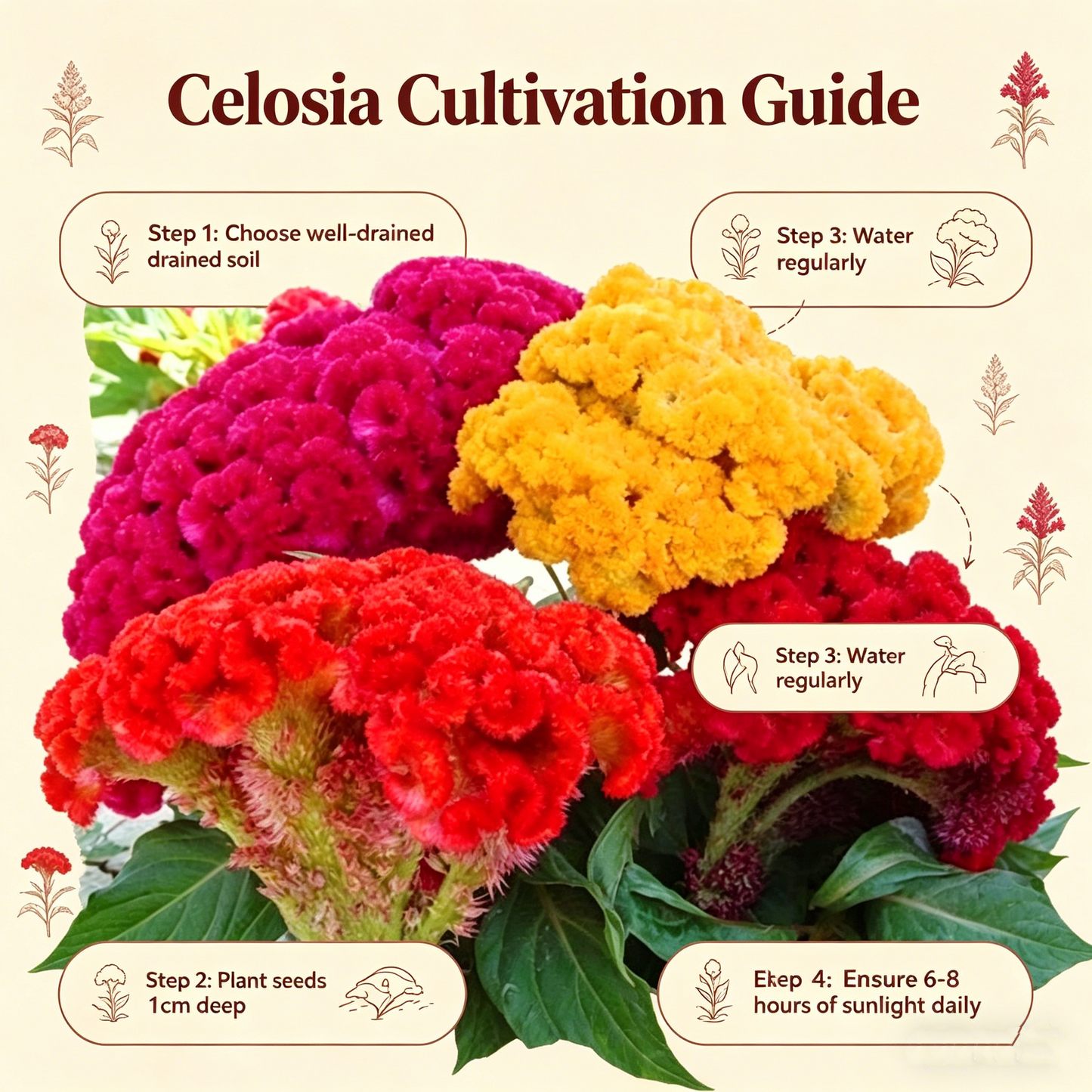 Cockscomb Seeds— Exotic Charm — Also known as the "Velvet Flower" 100 Seeds for Planting