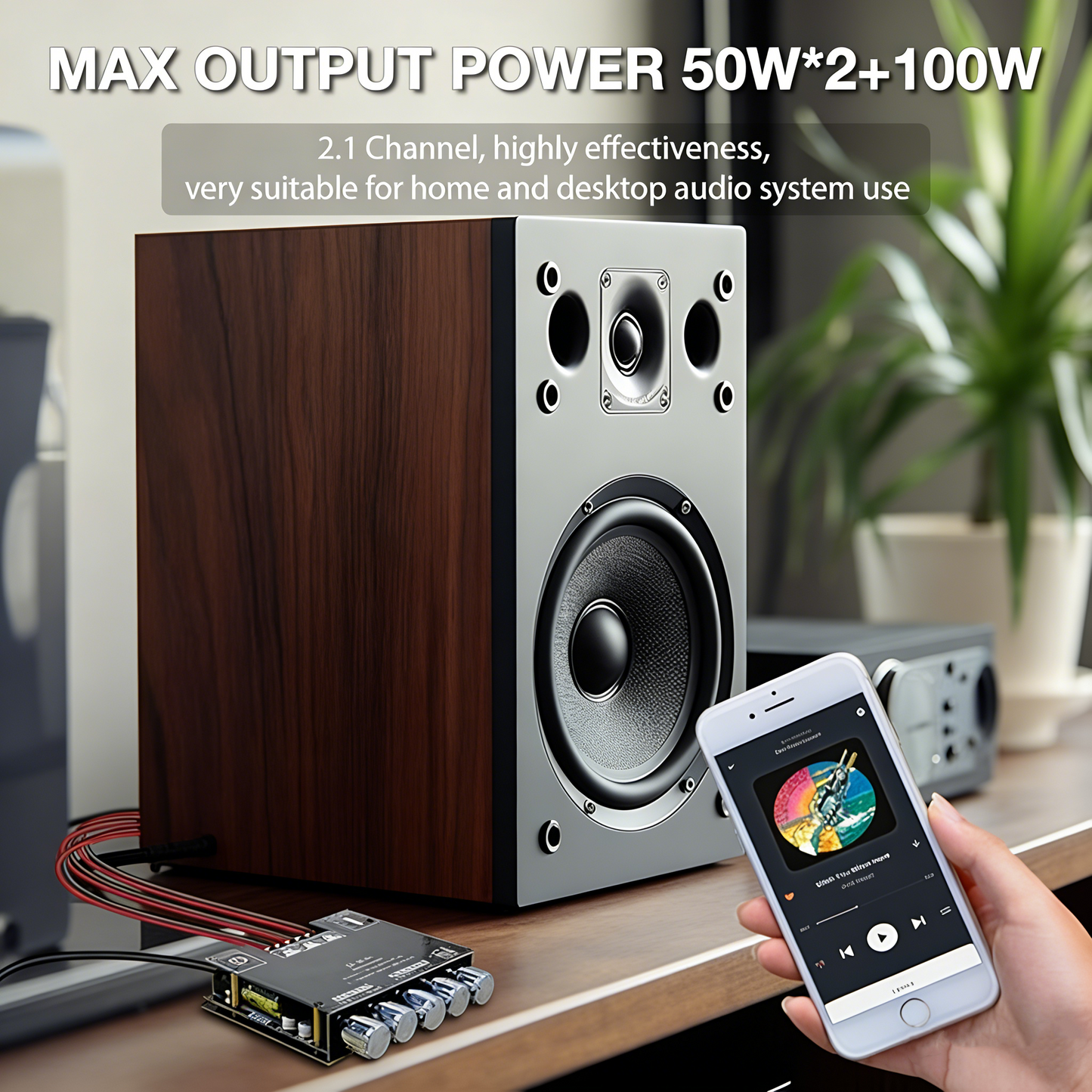 ZK-MT21 Bluetooth Amplifier Board, 2.1 Channel Subwoofer Amp Board with Treble/Bass/Sub Control