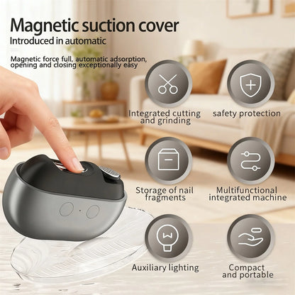 Electric Nail Clippers with LED Light, Storage and Polishing of Nail Leftovers
