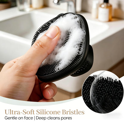 3pcs Back Scrubber for Shower & Face Scrubber & Silicone Exfoliating Brush Set for Men Women
