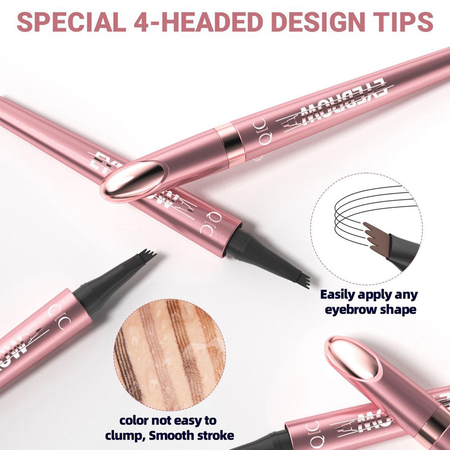 3pcs Waterproof Microblading Eyebrow Pencil Set- 4 Tips for Realistic Hair Strokes