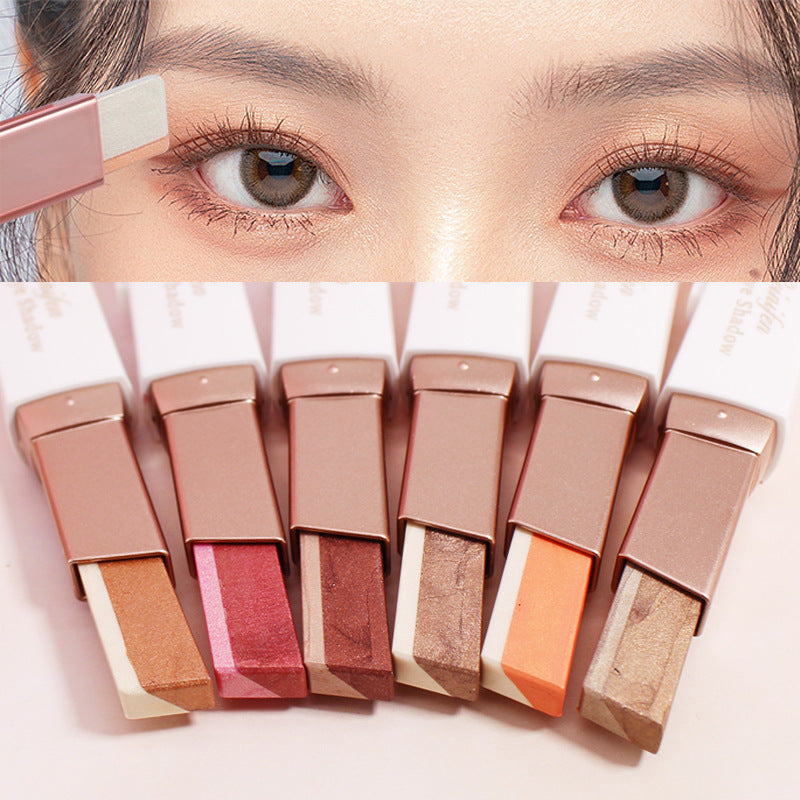 6Pcs Two-color Eye shadow Stick Set, Color Gradient Eye shadow Rotation Flash Radiation Eye shadow Stick