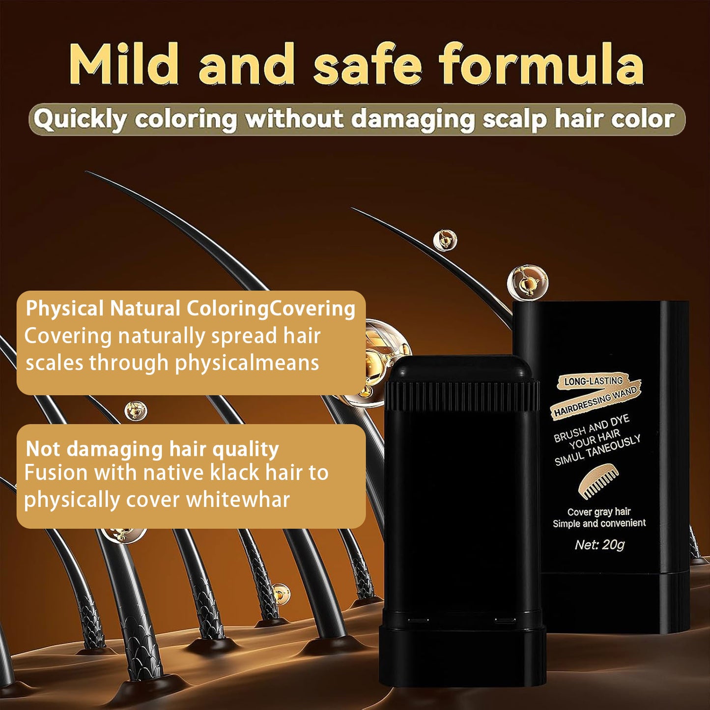 2pcs 2-in-1 Waterproof & Sweat-Proof Portable Hair Dye Comb Stick