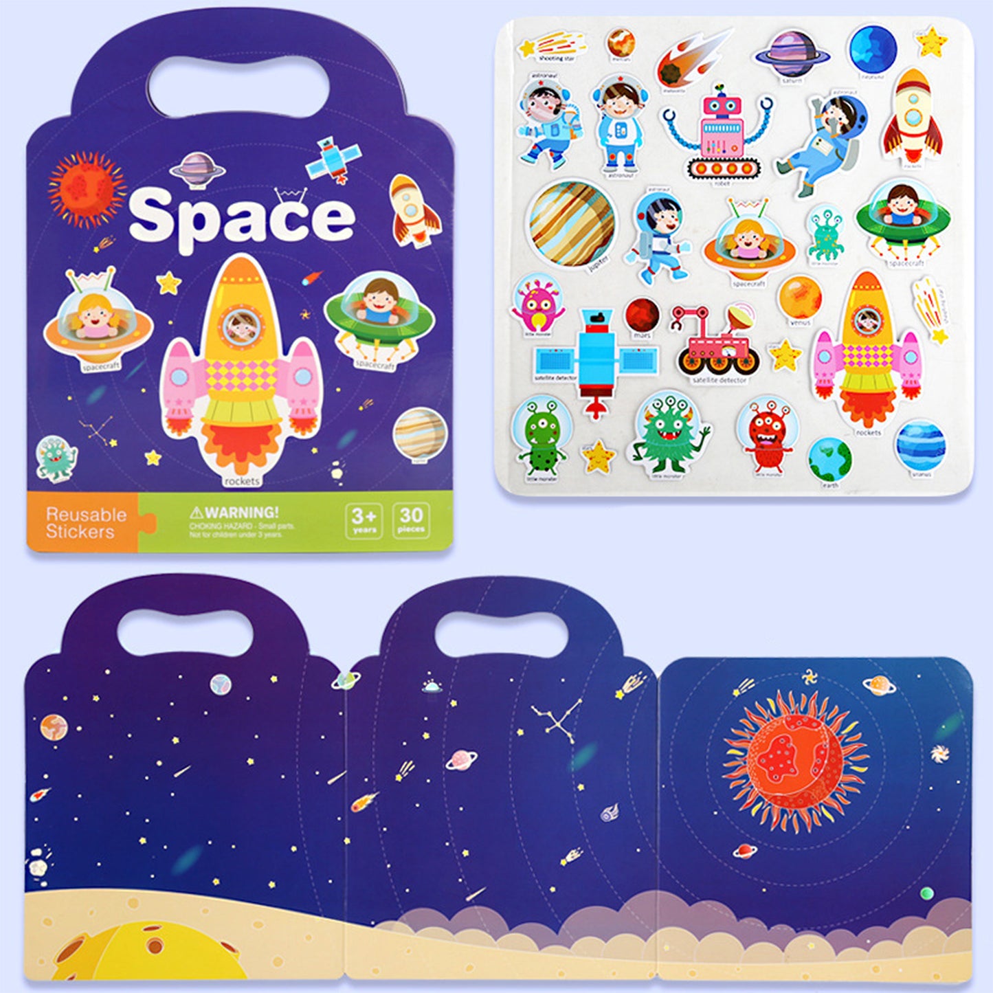 3 Book/set Reusable Sticker Books for Toddlers 3D Stickers