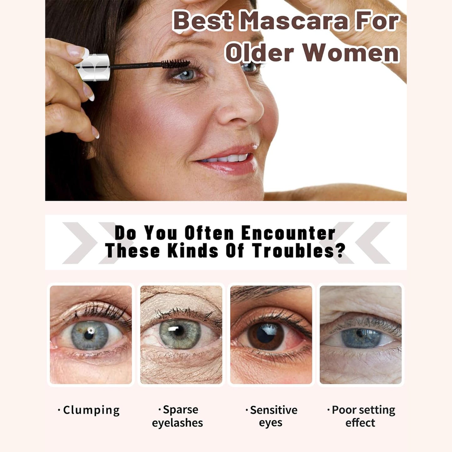 Mascara for Women with Thinning Lashes, Prime Máscara Waterproof Long Lasting Volumizing