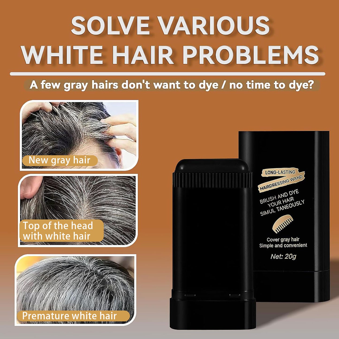 2pcs 2-in-1 Waterproof & Sweat-Proof Portable Hair Dye Comb Stick