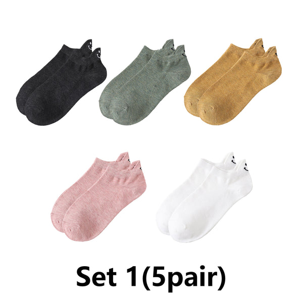 5 Pairs/set Cute Socks Cotton Kawaii Low Cut Ankle Socks