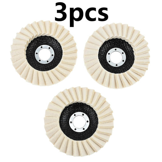 3Pcs/set Wool Felt Flap Polishing Disc, 4.5 Inch for Angle Grinder