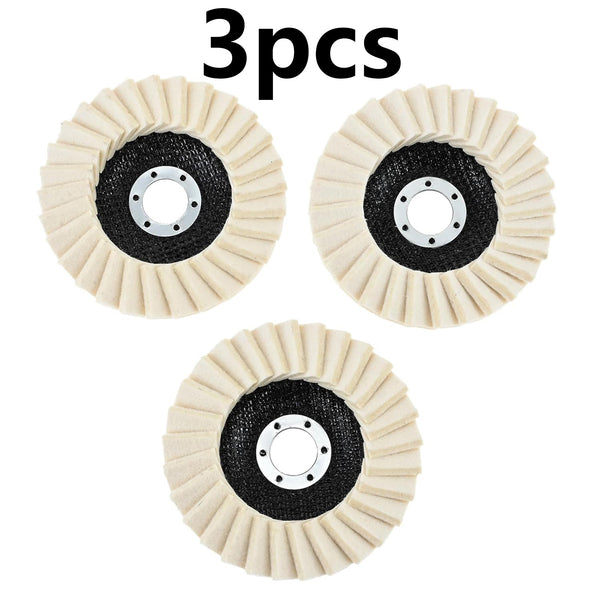 3Pcs/set Wool Felt Flap Polishing Disc, 4.5 Inch for Angle Grinder
