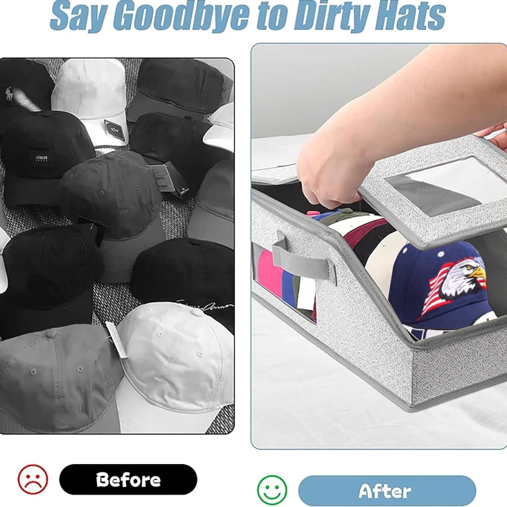 Stackable Baseball Cap organizer, Holds Up to 12 Hats, A Wardrobe Hat Organizer