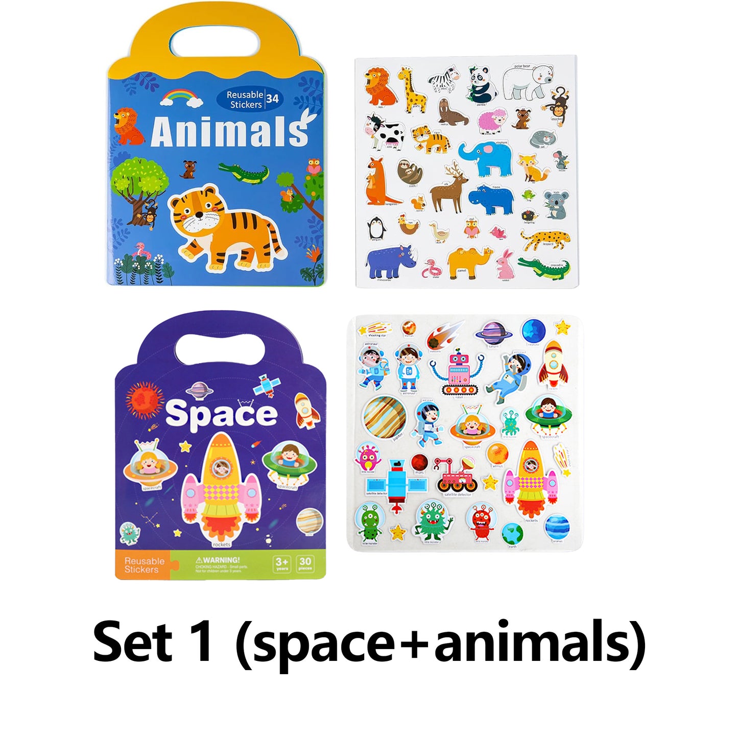 3 Book/set Reusable Sticker Books for Toddlers 3D Stickers